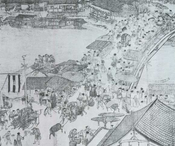Чжан Цзе-дуань. Праздник весны. Часть картины-свитка на шелке. 11 в. Пекин, Гугун.