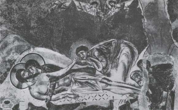 Оплакивание Христа. Фреска церкви в Нерезе. 1164.