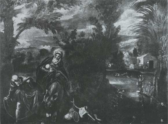 Тинторетто. Бегство в Египет. 1582—1584. Нижний зал в Скуола ди Сан Рокко в Венеции.