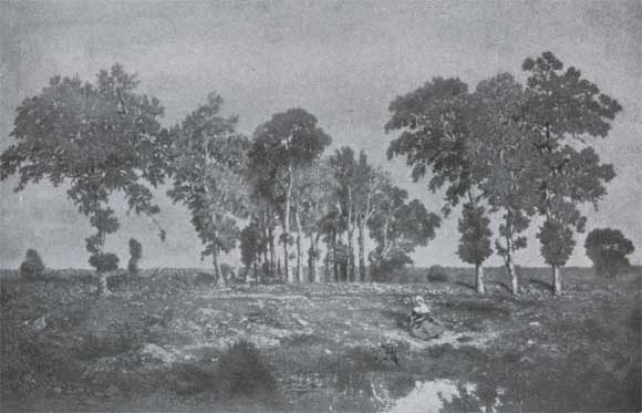 Т. Руссо. Пейзаж с крестьянкой. Ок. 1850. Реймс, музей.