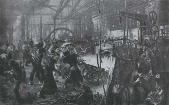 А. Менцель. Железопрокатный завод. 1875. Берлин, Национальная галерея.