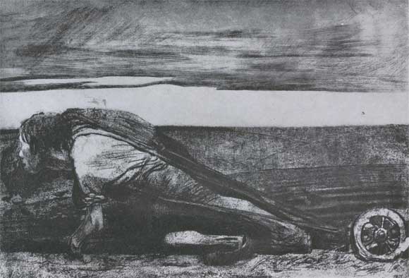 К. Кольвиц. Пахота. 1906. Офорт из серии «Крестьянская война».