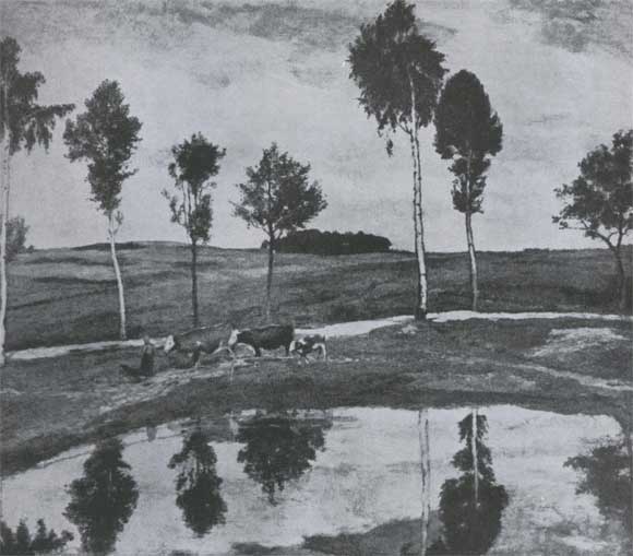 А. Славичек. У нас в Каменичках. 1904. Прага, Национальная галерея.