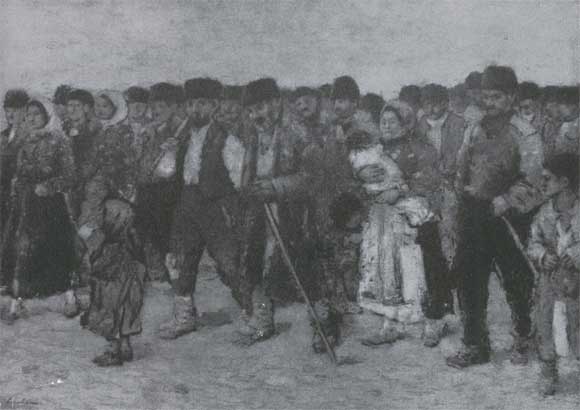 Ш. Лукьян. Требуем кукурузы. 1906. Бухарест, Национальный музей.