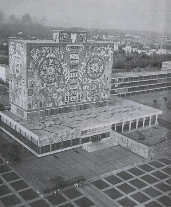 X. О' Горман, Г. Сааведра, Х.-М. де Веласко. Библиотека Университета в Мехико. 1956.